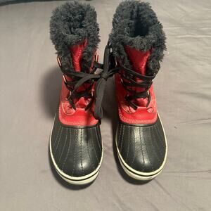 Sorel Tivoli Red Wmns Sz 8 Diamond Quilted Faux Fur Lined Snow Boots Waterproof